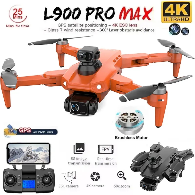 Fpv Brushless Rc Drone 4K - Drone GPS L900 Pro MAX 4K